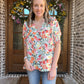 Posie floral top in peach