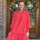 Carley chic detail dress- Coral