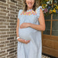 Blue stripe embroidery dress