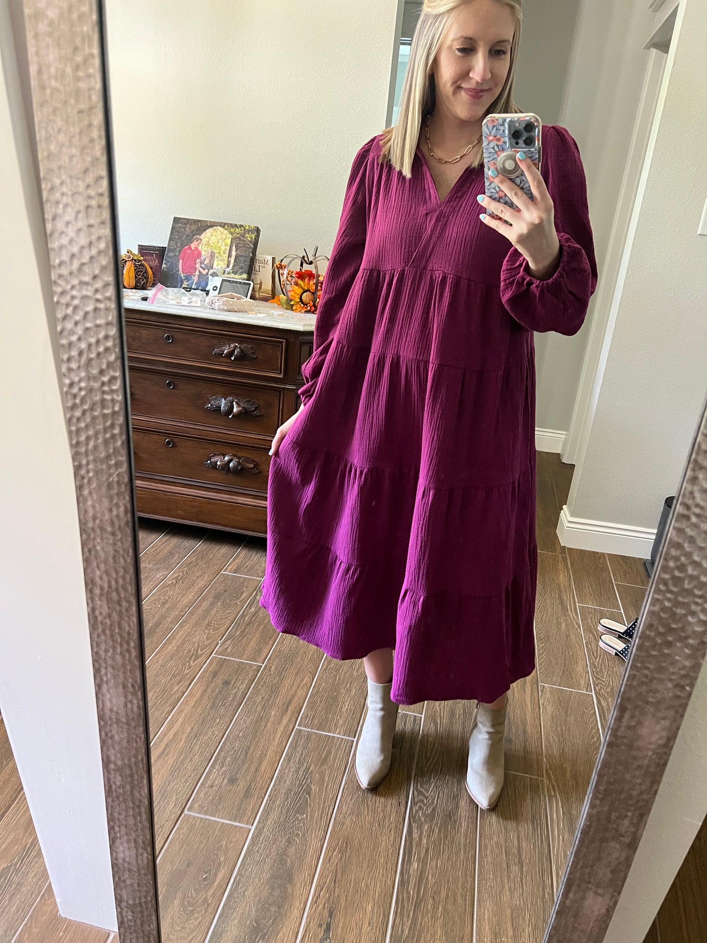 Rosa midi dress in plum