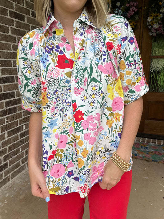 Sutton Floral Print Collared Top