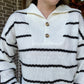 Collar knit sweater with stripes