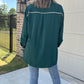 Solid button down with trim detail- hunter green