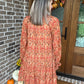 Raina long sleeve dress- Rust
