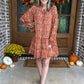 Raina long sleeve dress- Rust