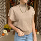 Mock neck short sleeve top- oatmeal
