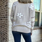 Floral and stripe motif sweater