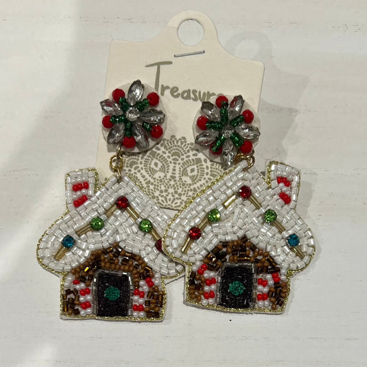 Gingerbread house earrings