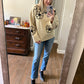 Natural sweater with flowers