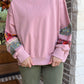 Mix Print Terry Knit Long Sleeve Pullover
