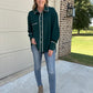 Solid button down with trim detail- hunter green