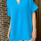 Brielle split neck top - blue