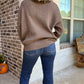 Mock neck ribbed sweater- mocha
