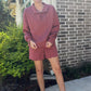 Luxe knit Henley top - rosewood