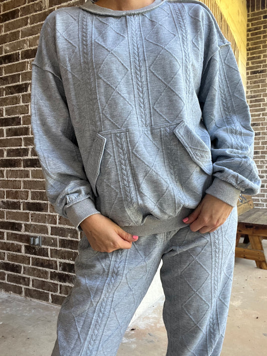 Textured ponti pullover- grey