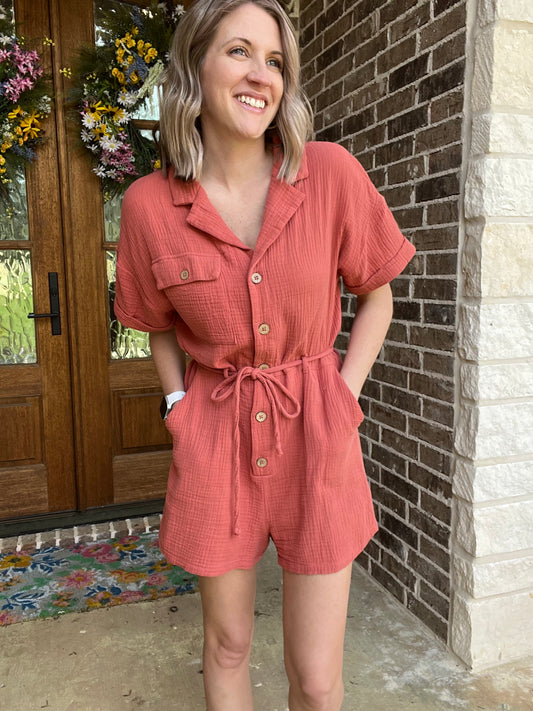 Gauze romper - rust