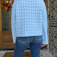 Textured turtleneck crop sweater- blue