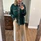 Solid button down with trim detail- hunter green