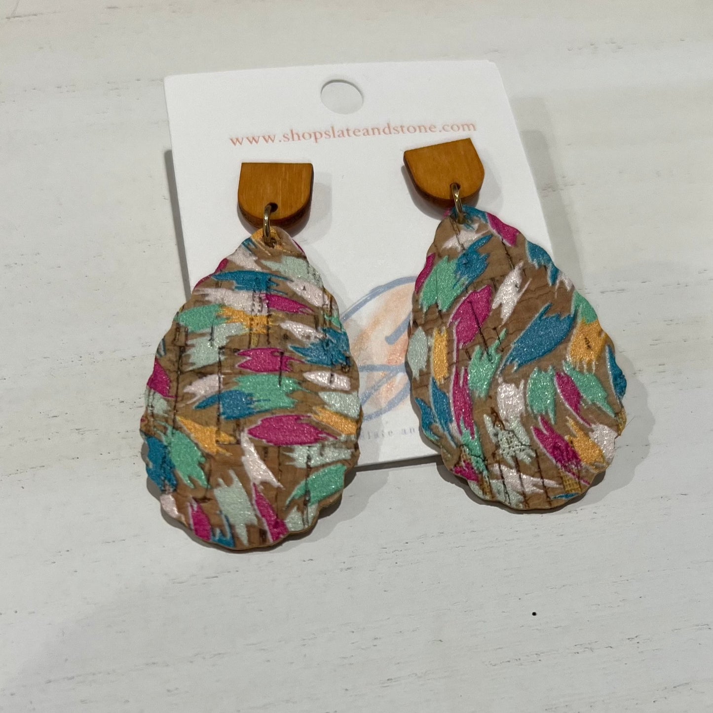 Colorful cork post earrings