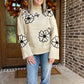 Natural sweater with flowers