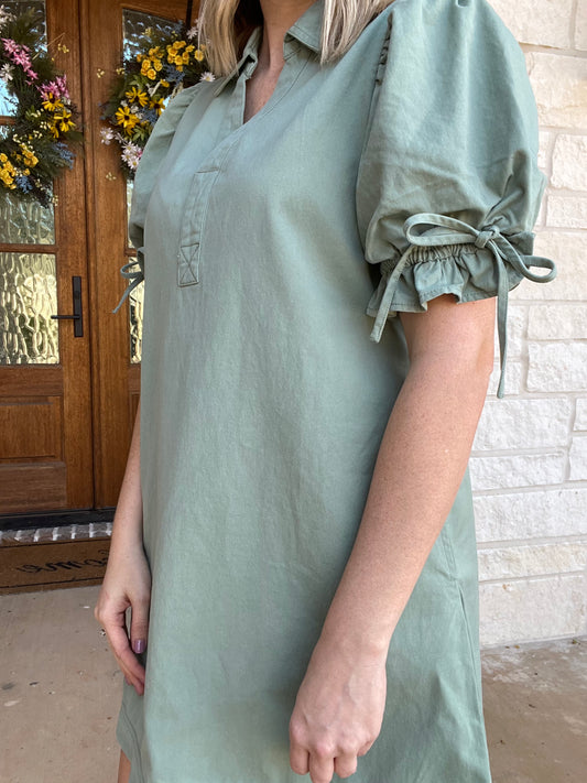 Seafoam back tie dress