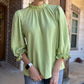 Becky mock neck top- honeydew