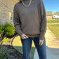 Mock neck ribbed sweater- mocha