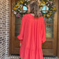 Carley chic detail dress- Coral