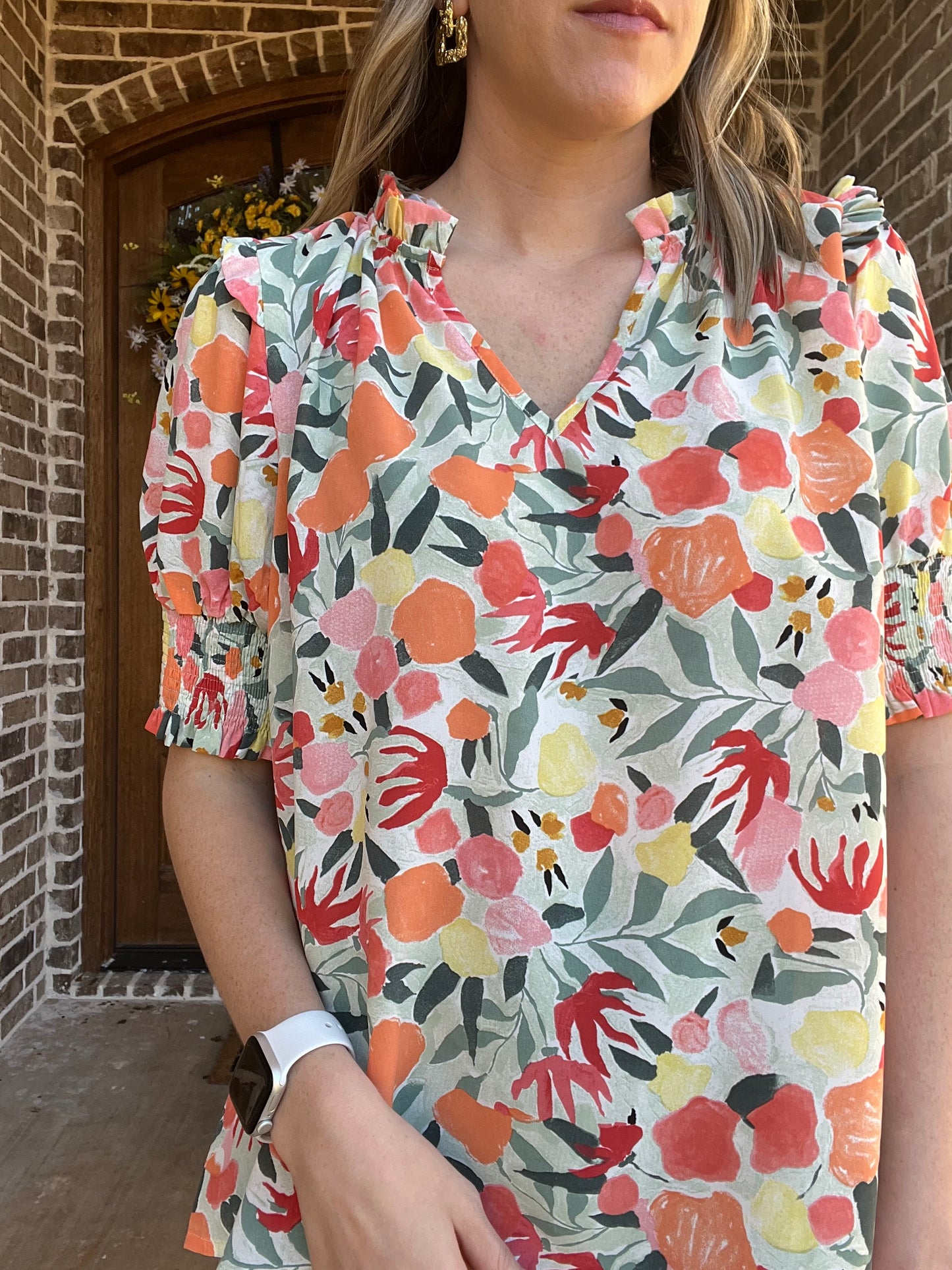 Posie floral top in peach