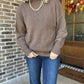 Mock neck ribbed sweater- mocha