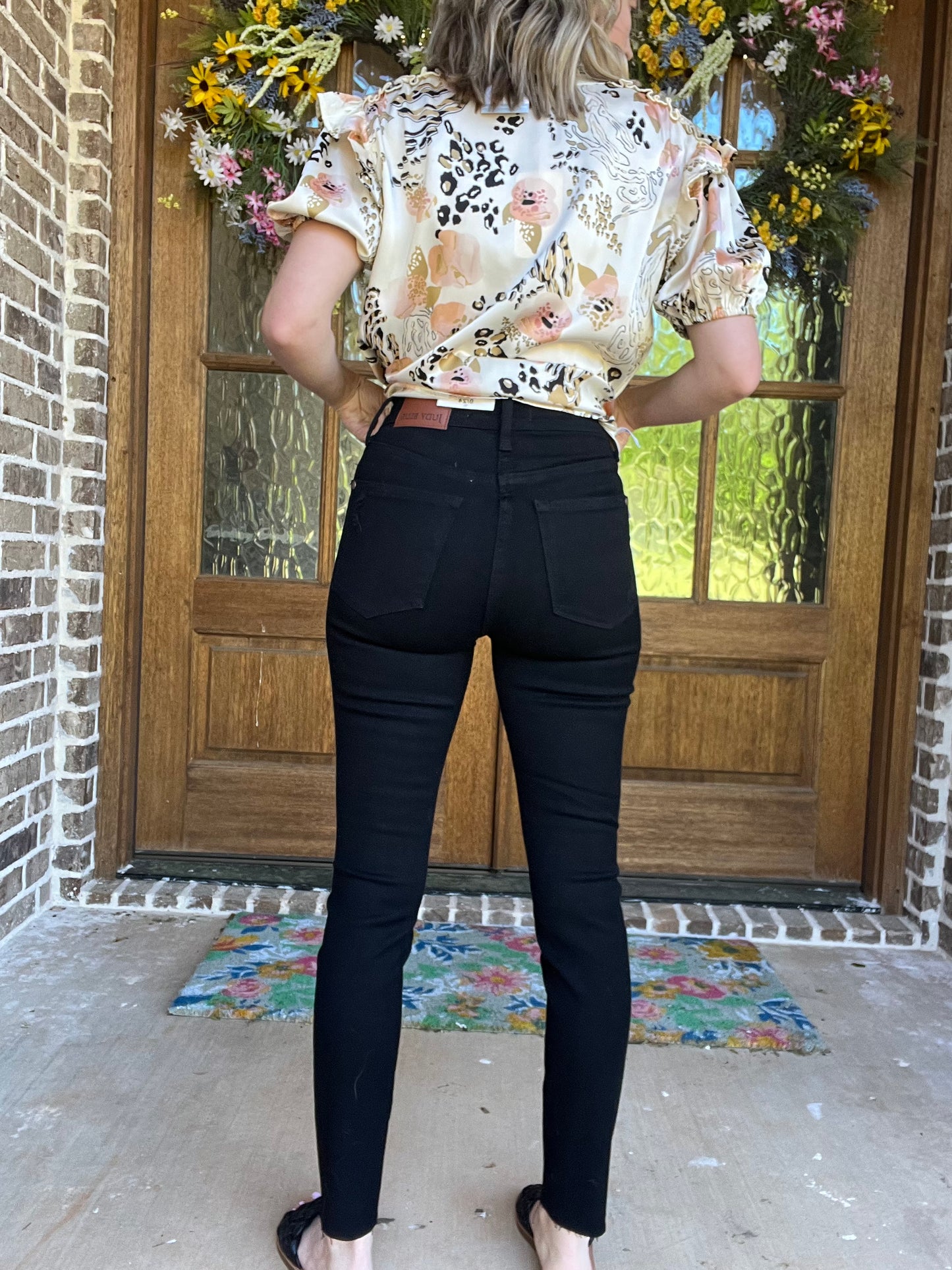 Judy Blue Black Destroyed Knee Raw Hem Jeans
