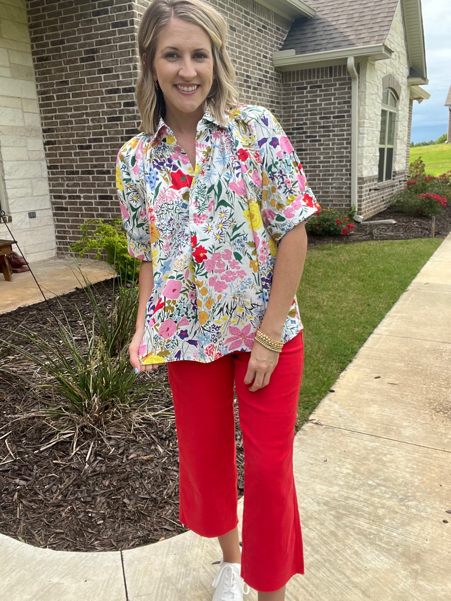 Sutton Floral Print Collared Top