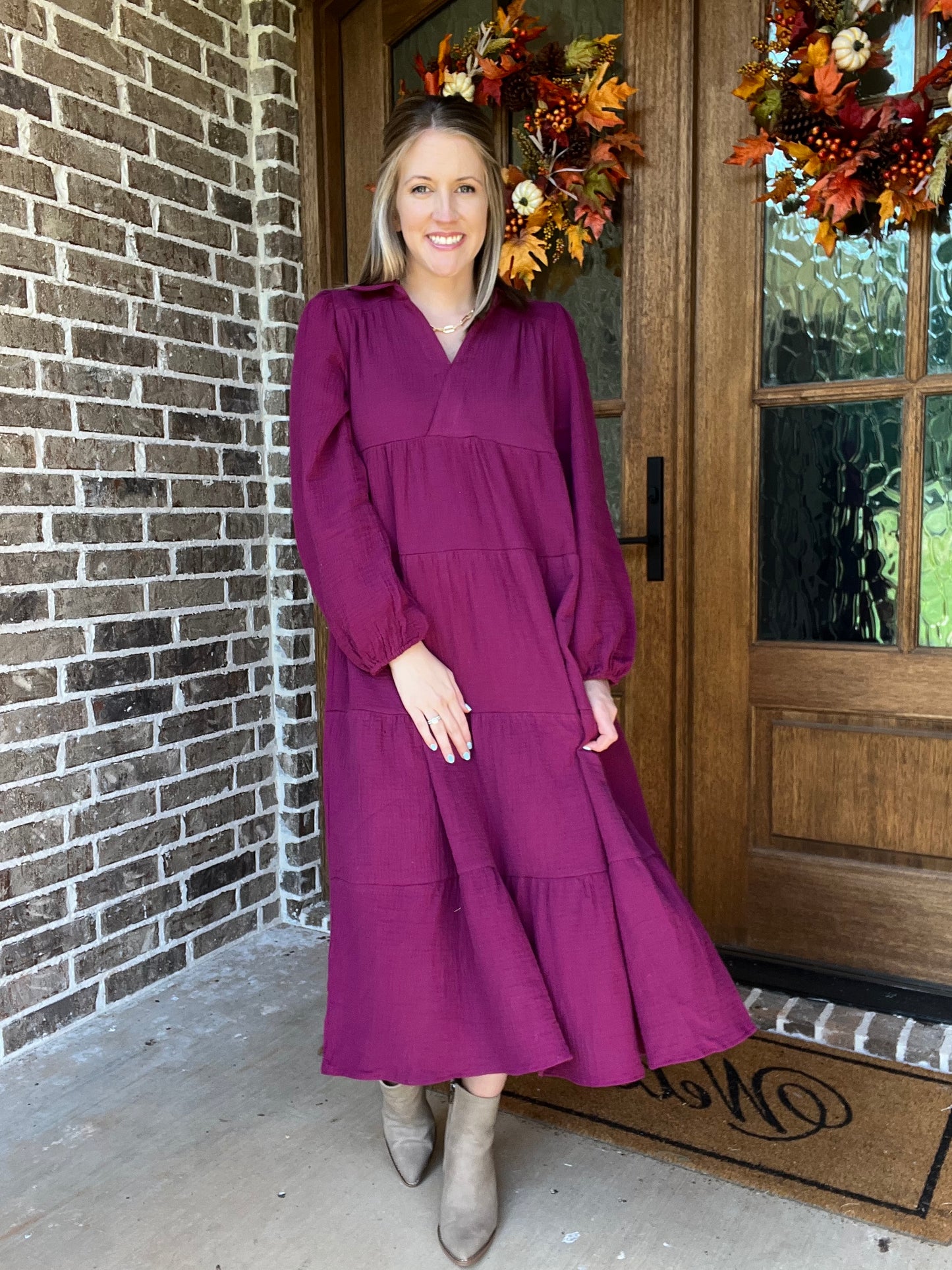 Rosa midi dress in plum