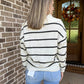 Collar knit sweater with stripes