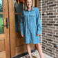 Teal corduroy button down dress