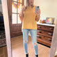 Short sleeve knit top- Mustard