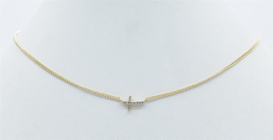 Gold Chain with Sideways Rhinestone Cross