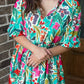 Tropical floral peasant midi dress