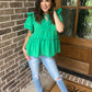 Kelly green ruffle top