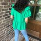 Kelly green ruffle top