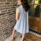 Blue stripe embroidery dress