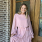 Long sleeve ruffled dress- light pink
