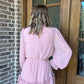 Long sleeve ruffled dress- light pink