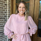 Long sleeve ruffled dress- light pink