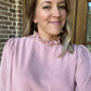 Long sleeve ruffled dress- light pink