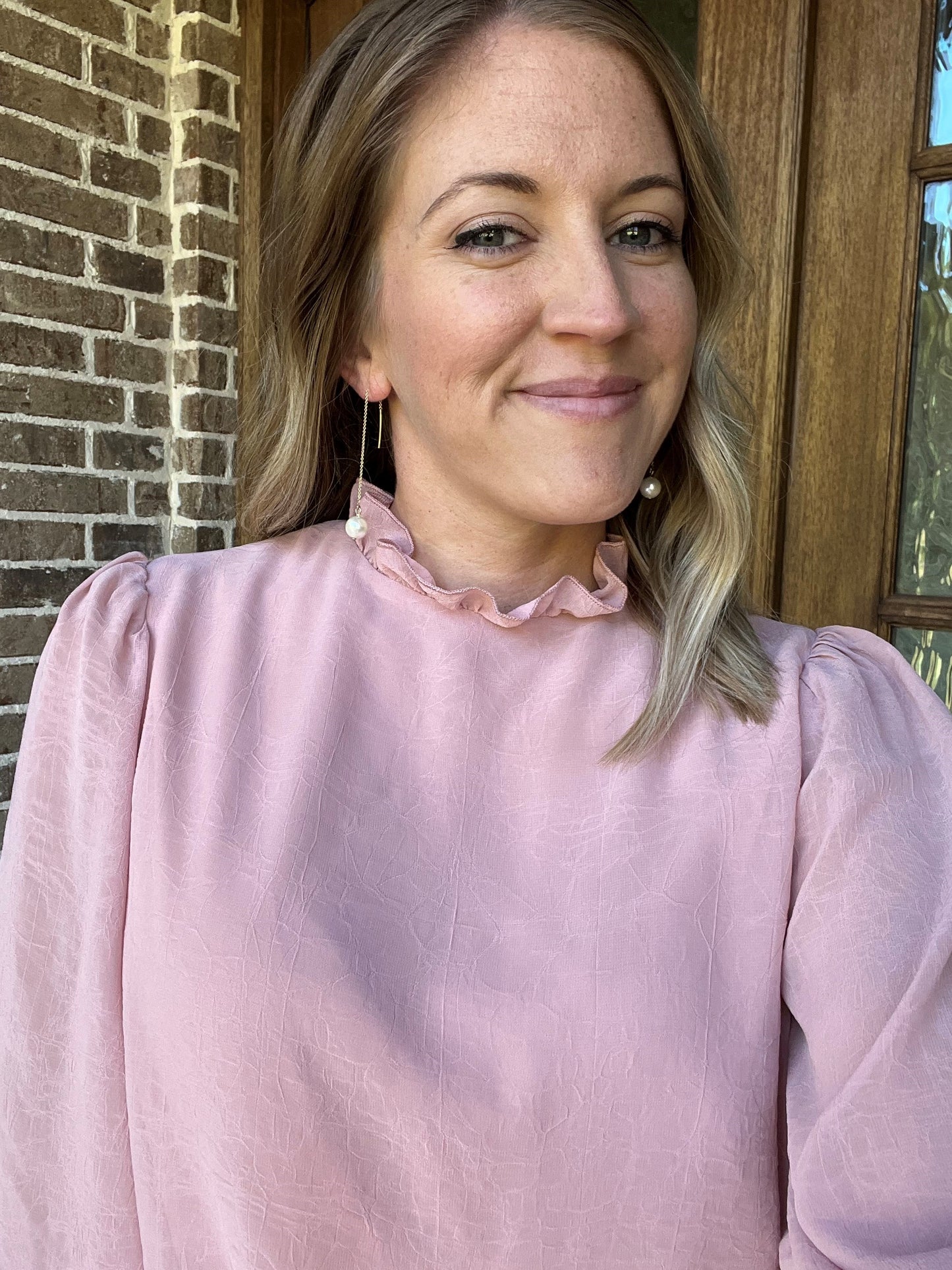 Long sleeve ruffled dress- light pink