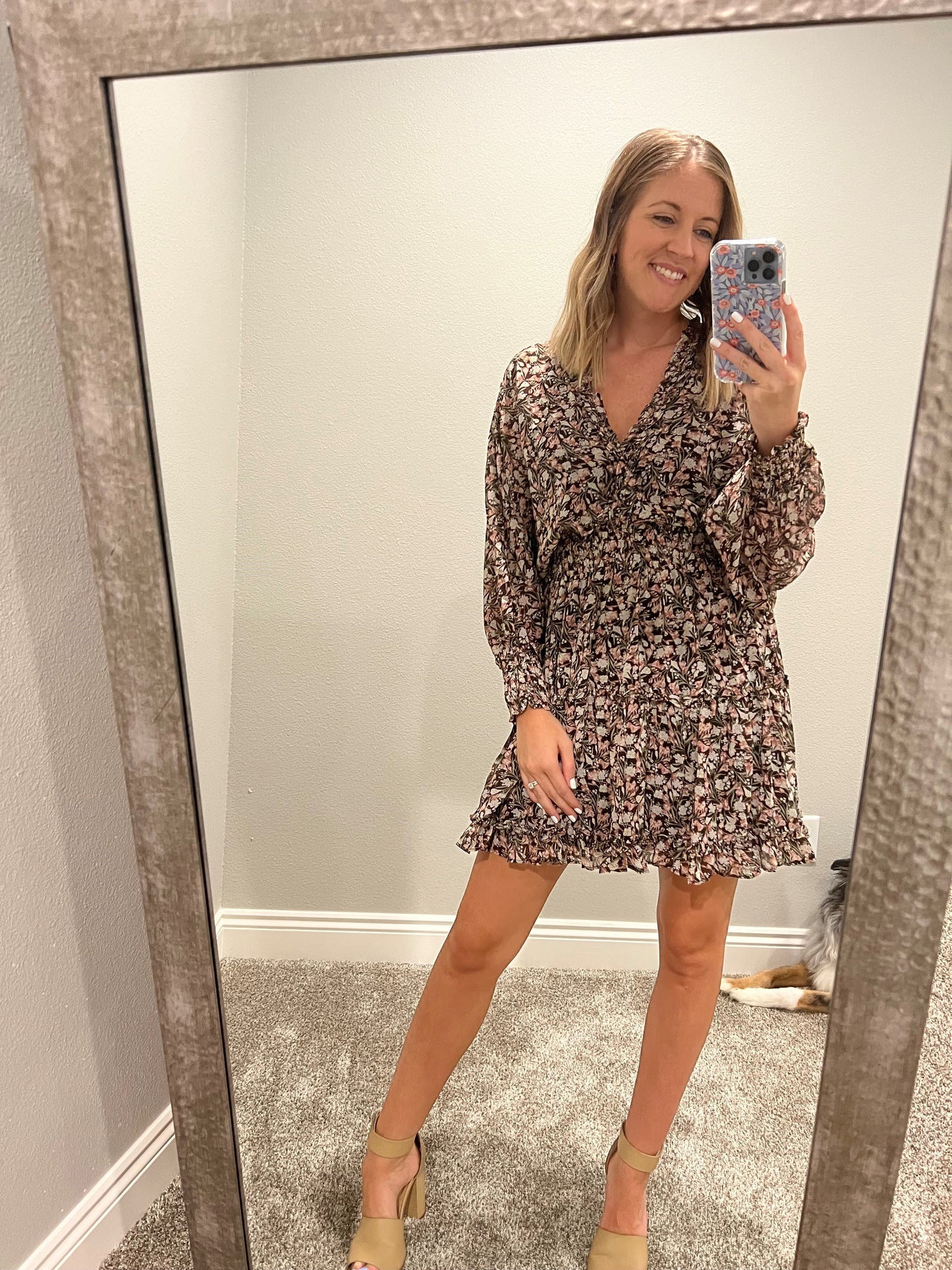 Long sleeve printed dress