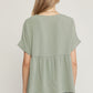 v-neck babydoll top- sage