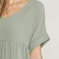v-neck babydoll top- sage
