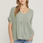 v-neck babydoll top- sage
